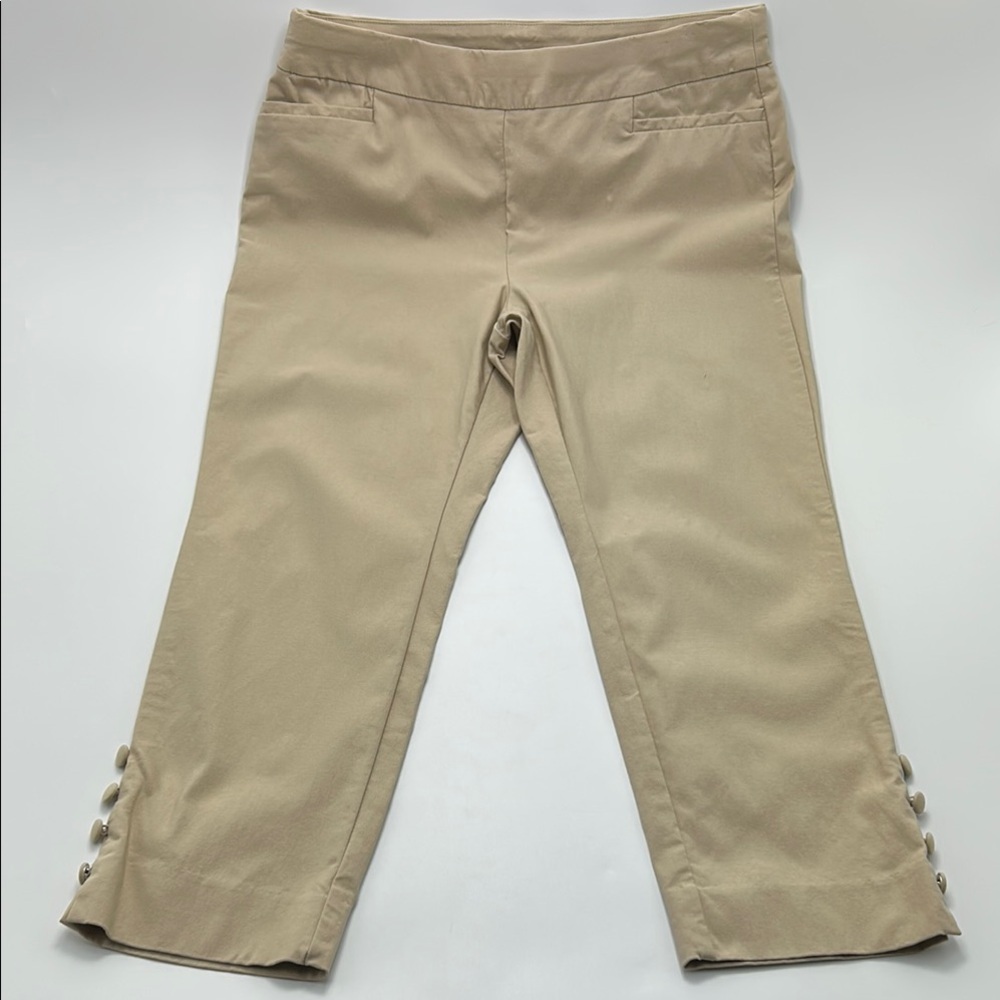 Chico's Stretchy cropped Pants 8 Petite  Pull On Workwear Office Slimming Khaki